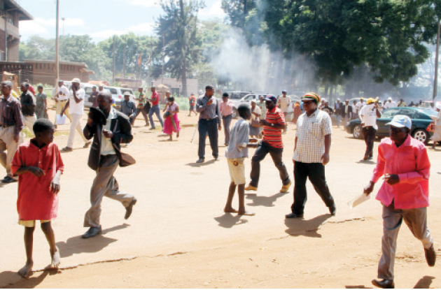 Police tear gas war vets