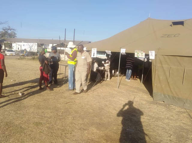 White community throng polling station