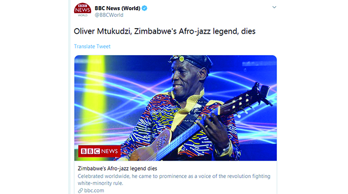 HOW THE WORLD HEADLINED OLIVER MTUKUDZI’S DEATH