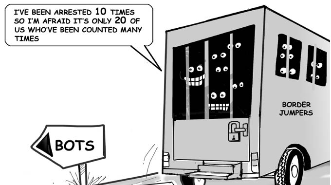 Today’s cartoon: Wellington Musapenda on border jumpers