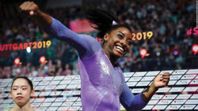Biles breaks World Championships medals record