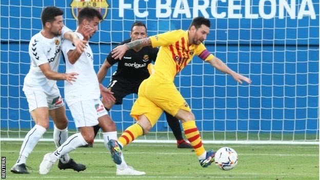 Lionel Messi plays for Barcelona in pre-season friendly win