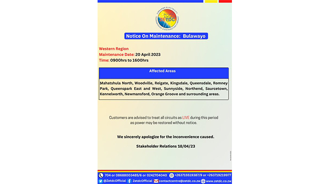 7-hour power cut for Bulawayo’s Eastern suburbs